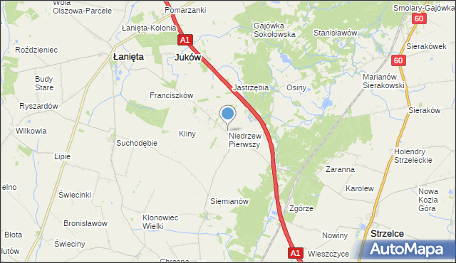 mapa Niedrzew Pierwszy, Niedrzew Pierwszy na mapie Targeo